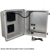Altelix 14x12x10 Fiberglass Weatherproof Vented NEMA Enclosure with Adjustable Cooling Fan, 120 VAC Outlets & Power Cord