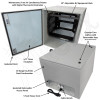 Altelix Air Conditioned Enclosure with Heat and 8U Equipment Rack - 28x24x24 Steel Weatherproof NEMA 4X Rated with 120VAC Power Outlets