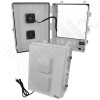 Altelix 17x14x7 Polycarbonate + ABS Vented RF Transparent Outdoor WiFi Enclosure with No-Drill PVC Equipment Mounting Plate, 120 VAC Outlets, Power Cord & Cooling Fan with Digital Temperature Controller