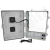 Altelix 17x14x9 Polycarbonate + ABS Vented RF Transparent Outdoor WiFi Enclosure with No-Drill PVC Equipment Mounting Plate, 120 VAC Outlets, Power Cord & Cooling Fan with Digital Temperature Controller