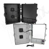 Altelix 17x14x9 Polycarbonate + ABS Vented RF Transparent Outdoor WiFi Enclosure with No-Drill PVC Equipment Mounting Plate, 120 VAC Outlets, Power Cord & Cooling Fan with Digital Temperature Controller