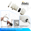 Gray sealed cable gland designed for moisture-resistant cable entry