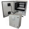 Altelix 28x24x16 Steel Weatherproof NEMA Enclosure with 19" Wide 8U Adjustable Rack Frame, Dual Door Mounted Cooling Fans, Dual 120 VAC Duplex Outlets and Power Cord