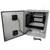 Altelix 28x24x16 Steel Weatherproof NEMA Enclosure with 19" Wide 8U Adjustable Rack Frame, Dual Door Mounted Cooling Fans, Dual 120 VAC Duplex Outlets and Power Cord