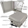 Altelix 14x12x8 Fiberglass Weatherproof Heated NEMA Enclosure with 200W Heater, 120 VAC Outlets & Power Cord