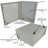 Altelix 24x20x9 NEMA 4X Fiberglass Weatherproof Enclosure with Equipment Mounting Plate & 100-240 VAC Universal Power Outlet
