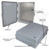 Altelix 17x14x6 Inch Polycarbonate + ABS Weatherproof NEMA Enclosure with Aluminum Mounting Plate