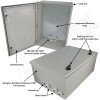 Altelix 24x16x9 NEMA 4X Fiberglass Weatherproof Enclosure with Equipment Mounting Plate & 100-240 VAC Universal Power Outlet