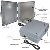 Altelix 17x14x6 Polycarbonate + ABS Weatherproof NEMA Enclosure with Aluminum Mounting Plate, 120 VAC GFCI Outlets & Power Cord