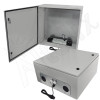 Altelix 24x24x12 Steel Heated Weatherproof NEMA Enclosure with Dual Cooling Fans, 400W Heater, 120 VAC Outlets and Power Cord