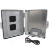 Altelix 14x11x5 Polycarbonate + ABS Vented Weatherproof NEMA Enclosure with Aluminum Mounting Plate, 120 VAC GFCI Outlets and Power Cord