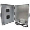 Altelix 17x14x6 Polycarbonate + ABS Vented Weatherproof NEMA Enclosure with Aluminum Mounting Plate, 120 VAC Outlets & Power Cord