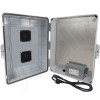 Altelix 17x14x6 Polycarbonate + ABS Vented Weatherproof NEMA Enclosure with Aluminum Mounting Plate, 120 VAC GFCI Outlets & Power Cord Altelix 17x14x6 Polycarbonate + ABS Vented Weatherproof NEMA Enclosure with Aluminum Mounting Plate, 120 VAC GFCI Outlets & Power Cord