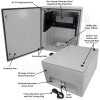Altelix 28x24x16 120VAC 20A Steel NEMA 4X Enclosure for UPS Power Systems with 19" Wide 6U Rack, 20A Power Outlets & Power Cord
