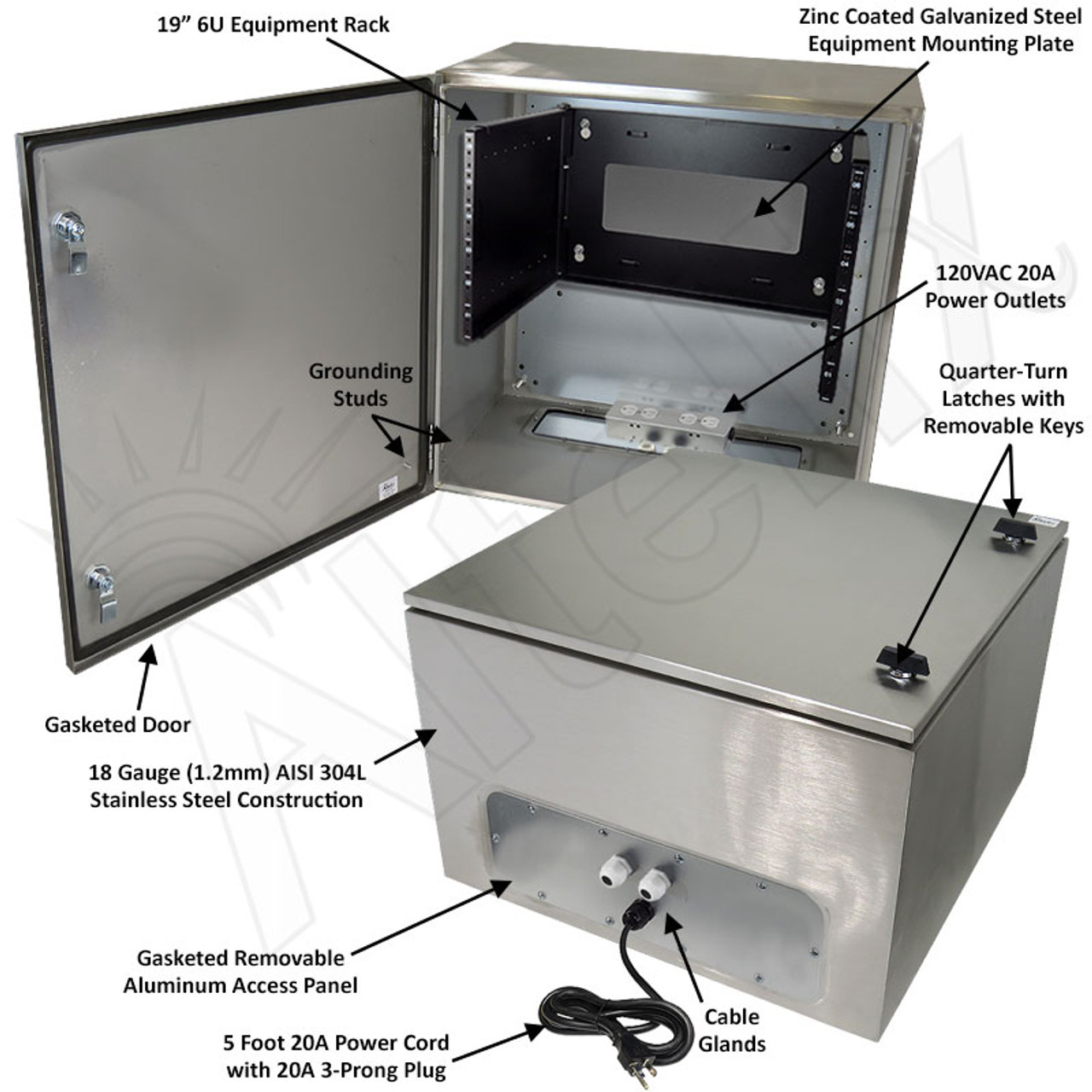 Altelix 24x24x16 120VAC 20A Stainless Steel NEMA 4X Enclosure for UPS