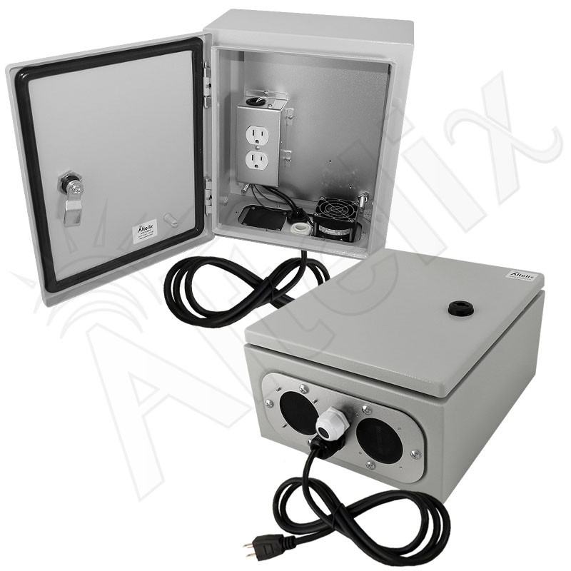 Altelix 12x10x6 Steel Weatherproof NEMA Enclosure with Cooling Fan