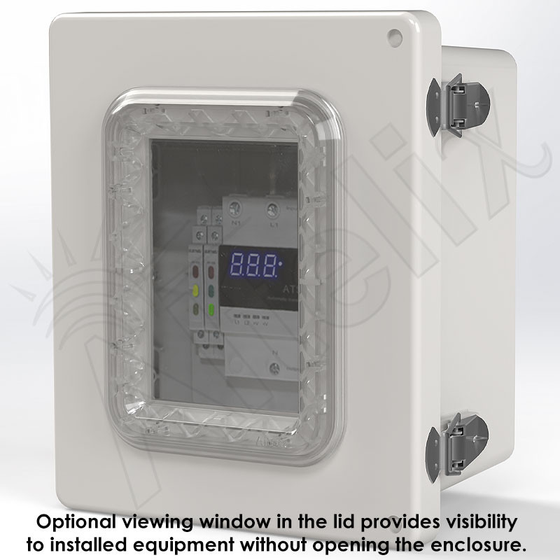 Altelix 10x8x6 Industrial DIN Rail Enclosure Fiberglass NEMA 4X