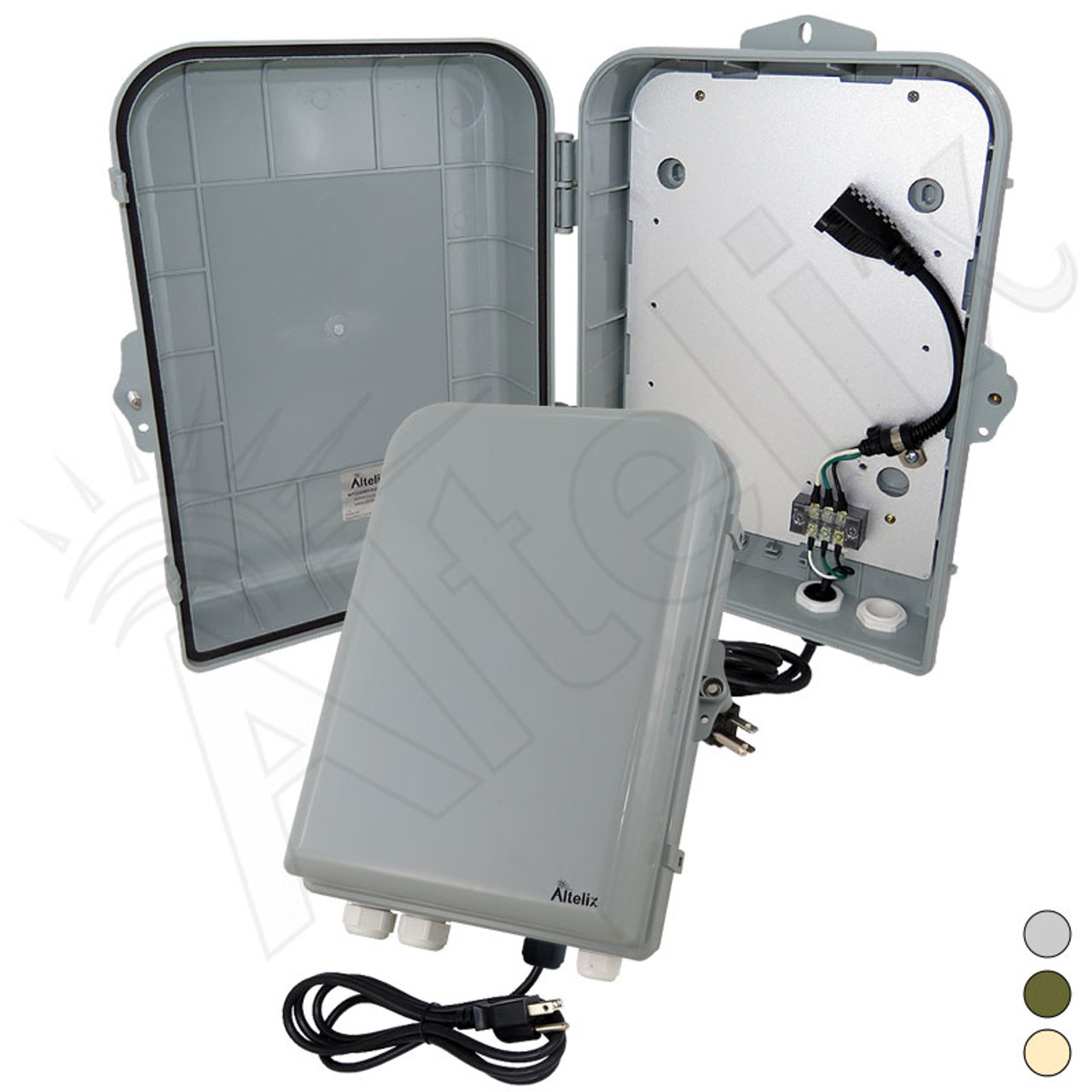 12x9x5 Pole Mount IP66 NEMA 4X PC+ABS Weatherproof Utility Box with Hinged  Door