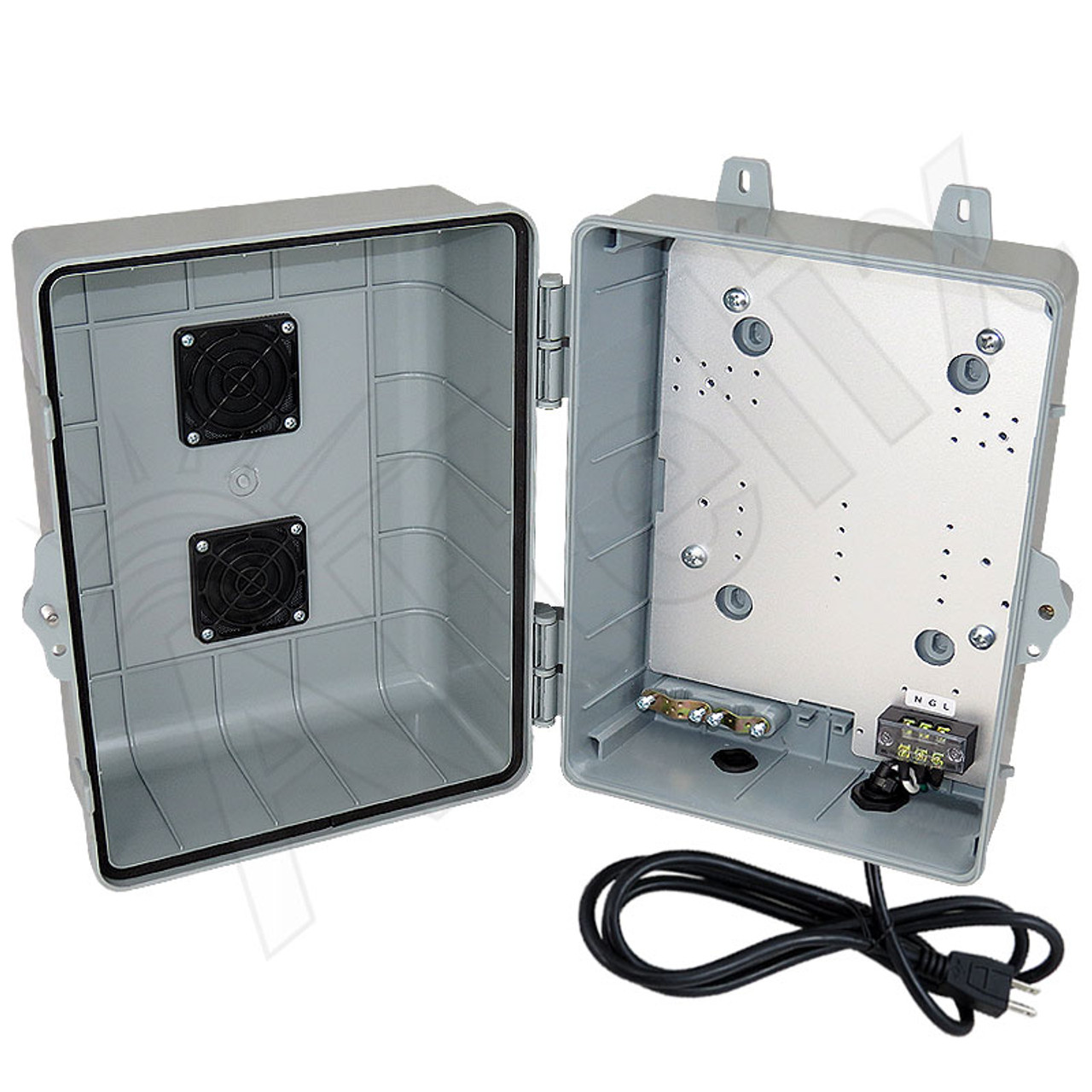 Altelix 12x9x7 PC+ABS Weatherproof Vented Utility Box NEMA Enclosure with  120VAC Power Terminal & Power Cord