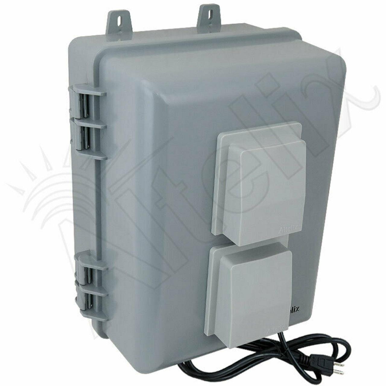 Altelix 12x9x7 PC+ABS Weatherproof Vented Utility Box NEMA Enclosure with  120VAC Power Terminal & Power Cord