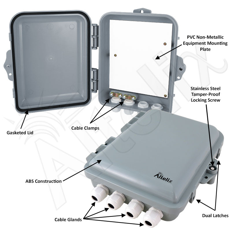 Altelix 9x8x3 NEMA 4X Polycarbonate Outdoor Enclosure with No