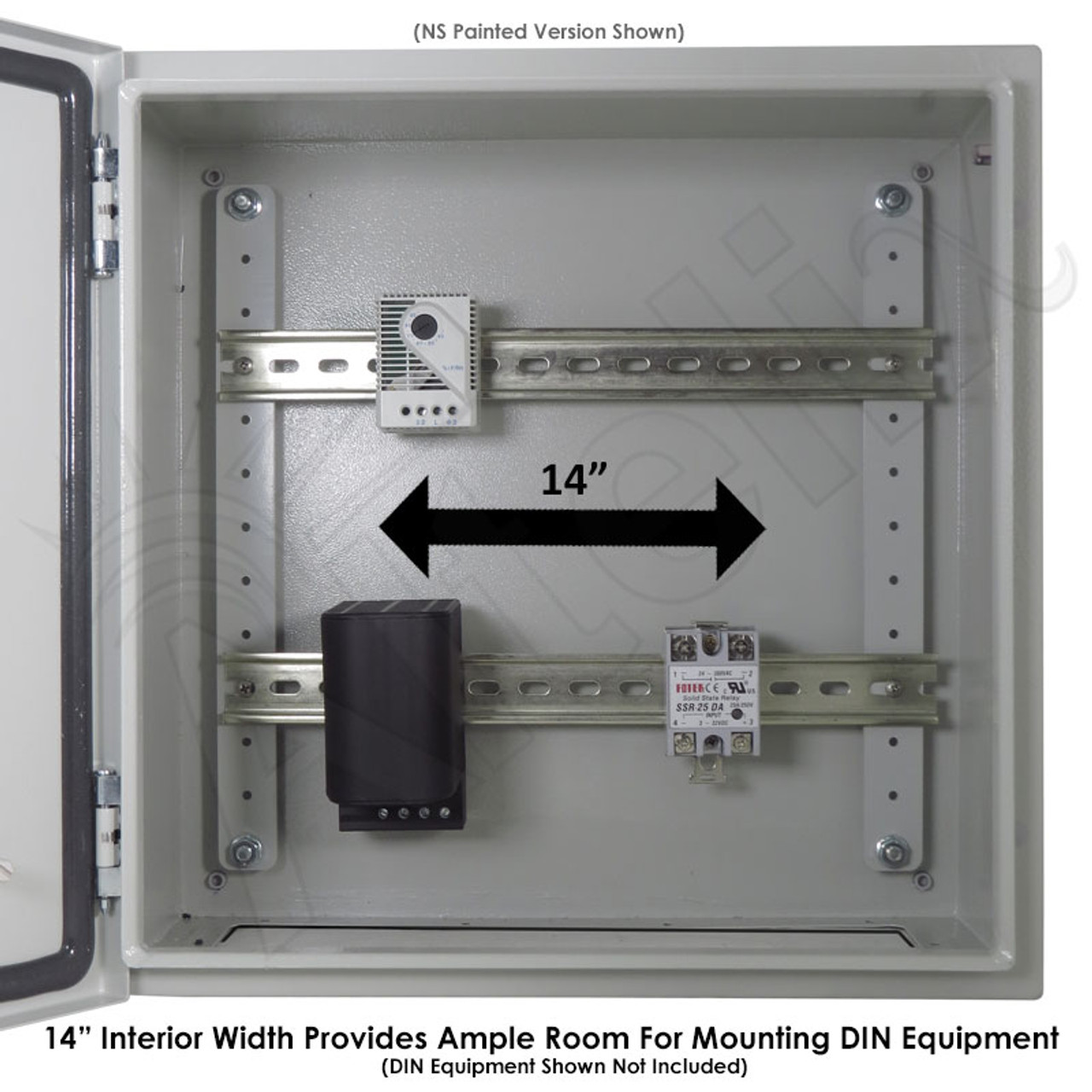 Altelix 16x16x8 Industrial DIN Rail NEMA 4X Stainless Steel Weatherproof  Enclosure