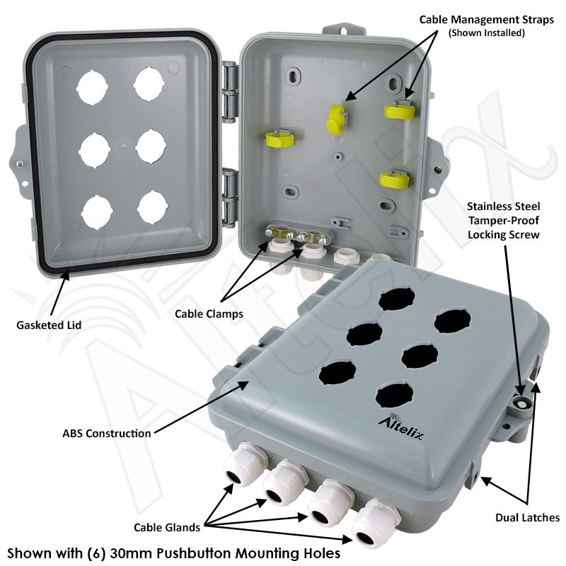 Altelix 9x8x3 NEMA 4X Polycarbonate Pushbutton Enclosure