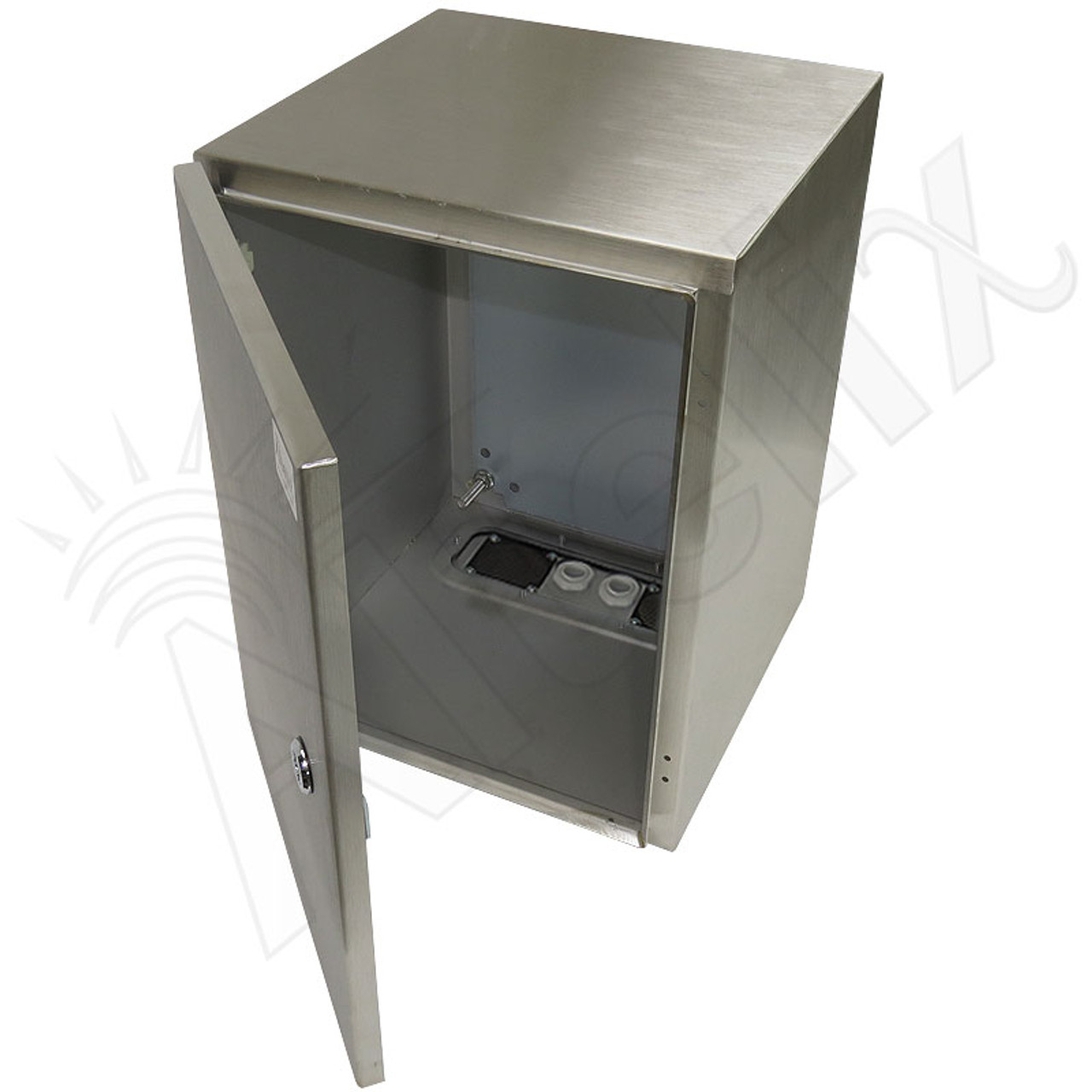 Altelix 16x12x12 Vented Stainless Steel Weatherproof NEMA Enclosure with  Steel Equipment Mounting Plate