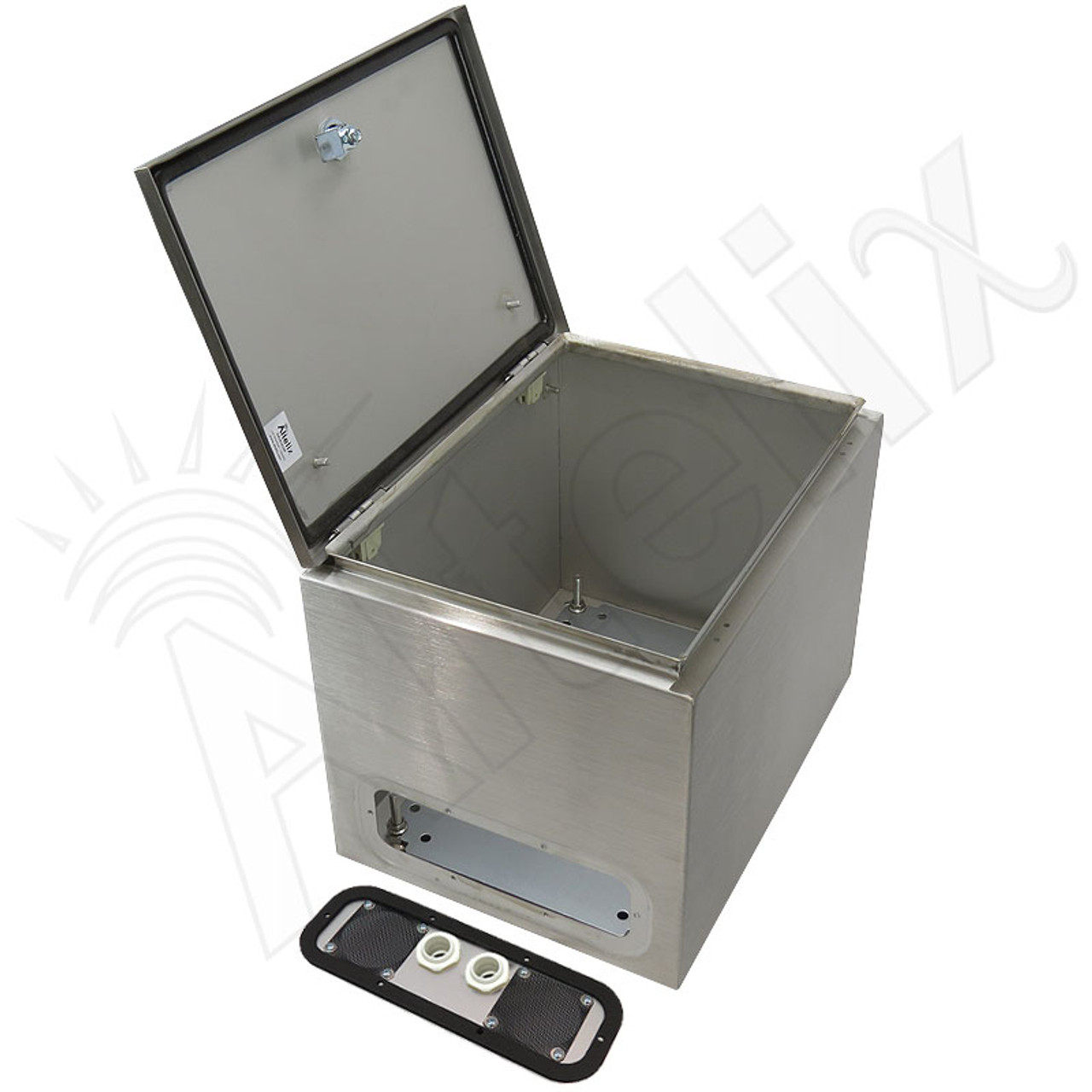 Altelix 16x12x12 Vented Stainless Steel Weatherproof NEMA Enclosure with  Steel Equipment Mounting Plate