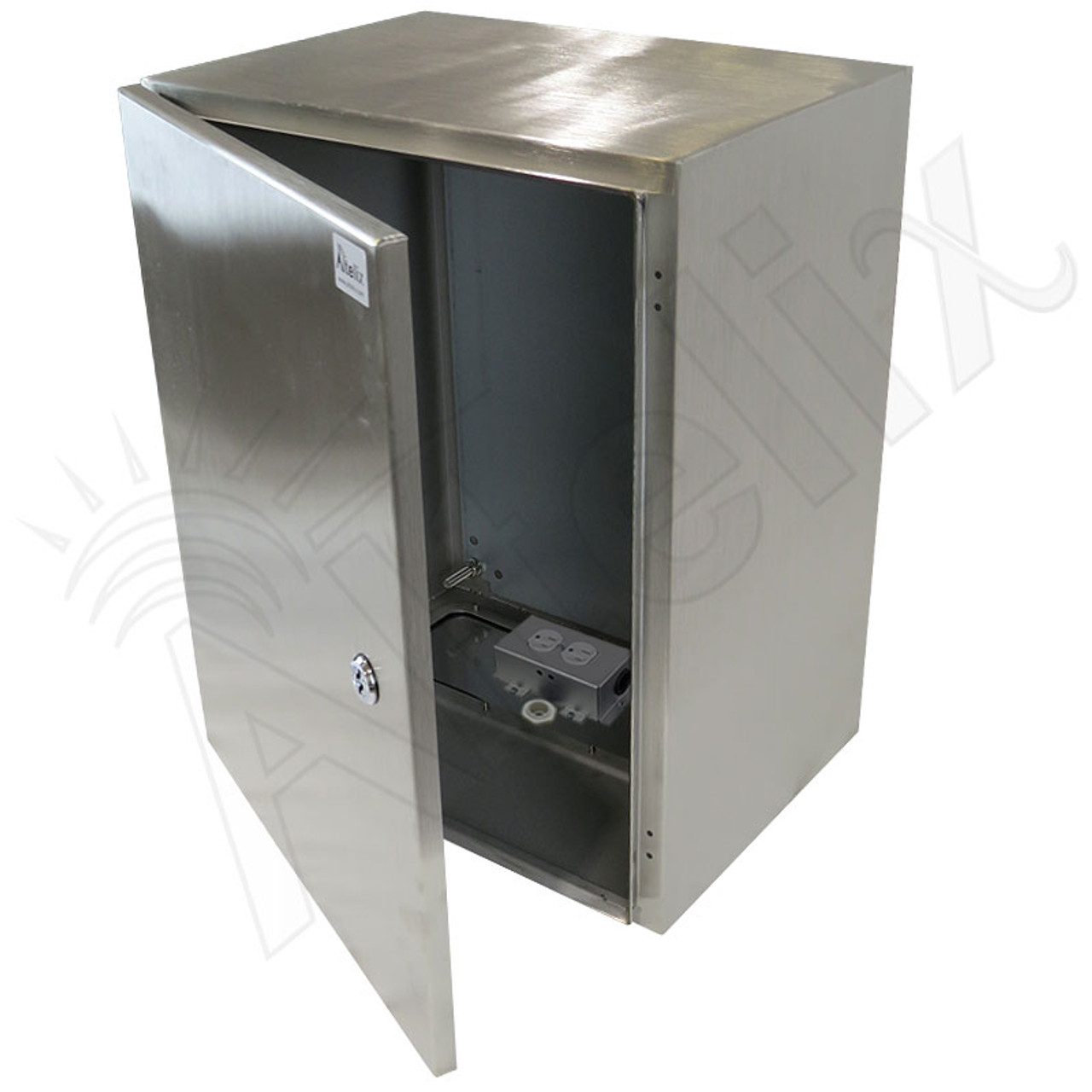 Altelix 20x16x12 NEMA 4X Stainless Steel Weatherproof Enclosure with 120  VAC Outlets and Power Cord