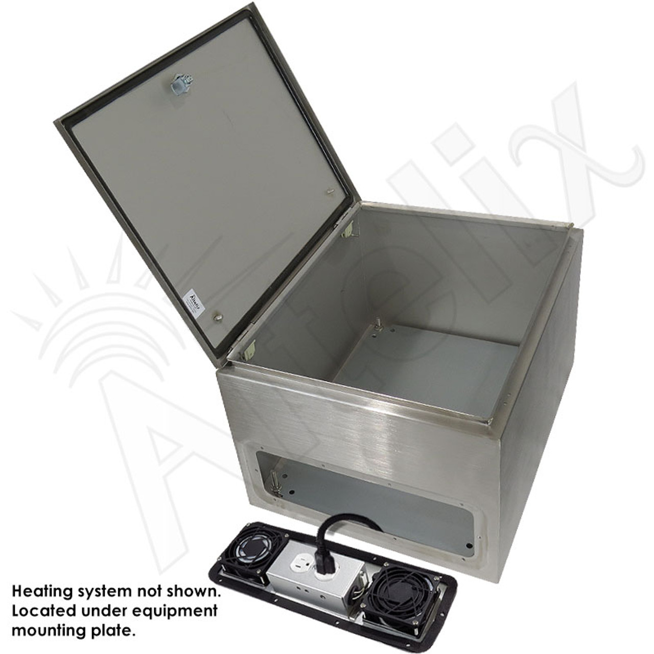 Altelix 20x16x12 Stainless Steel Heated Weatherproof NEMA Enclosure with  Dual Cooling Fans, 200W Heater, 120 VAC Outlets and Power Cord