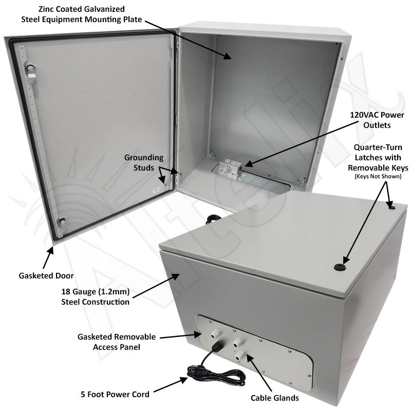 Altelix 32x24x16 NEMA 4X Steel Weatherproof Enclosure with Single