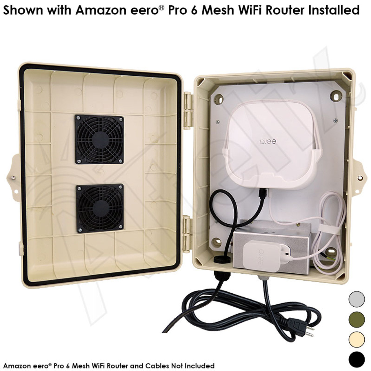 Altelix Weatherproof Vented WiFi Enclosure for  eero® Pro 6 and Pro 6E  with 120VAC Outlet and Power Cord - Altelix