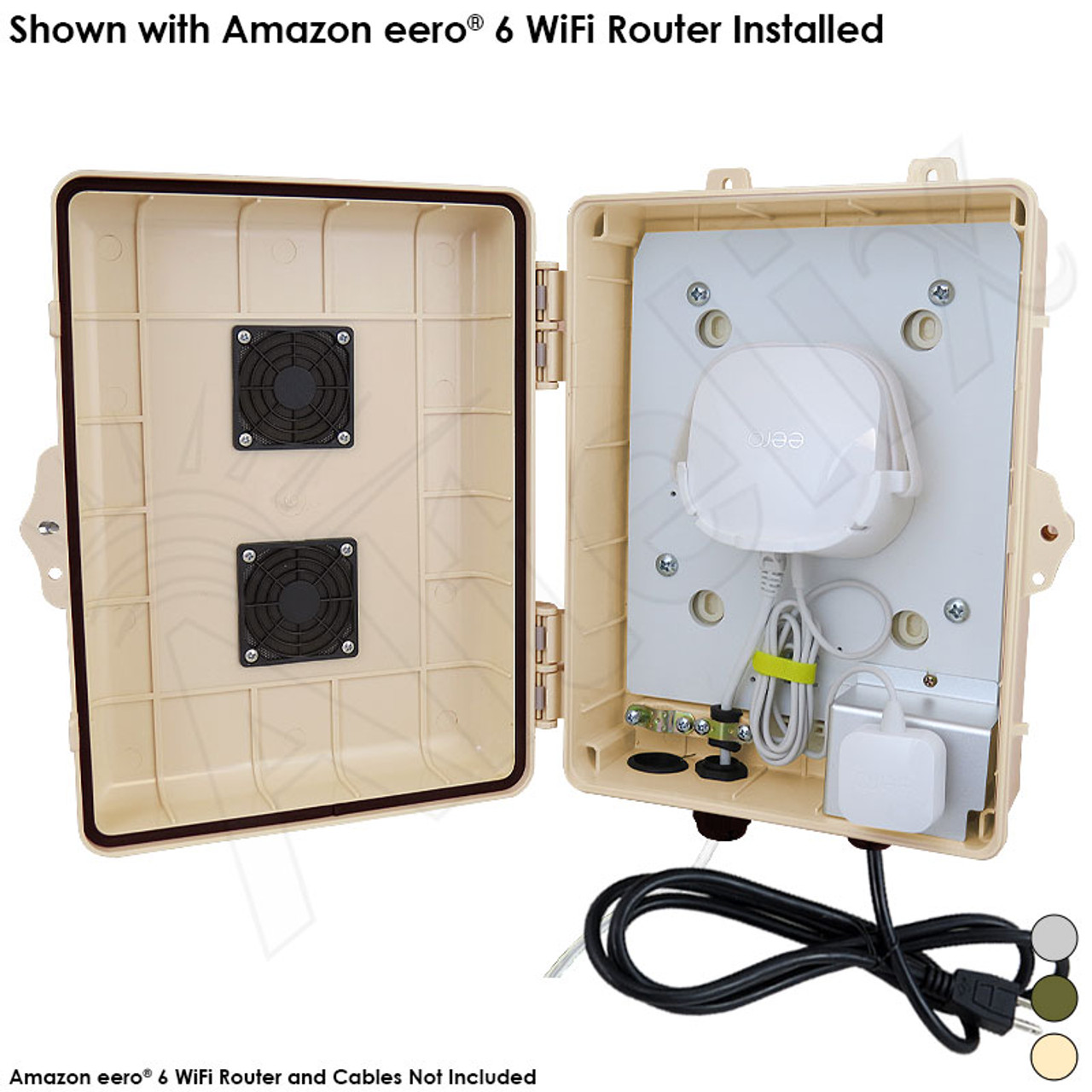 6 Amazon Enclosure and Altelix with Outlet Cord Altelix Power for - WiFi Weatherproof eero® 6 and Extender 120VAC eero® Vented