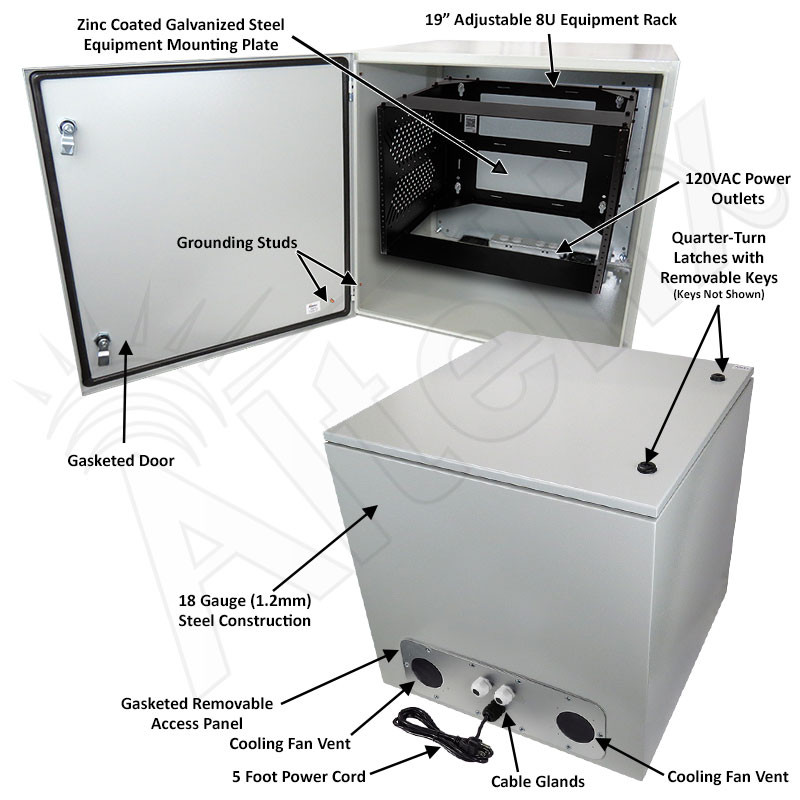 Altelix 24x24x24 Steel Weatherproof NEMA Enclosure with Heavy Duty