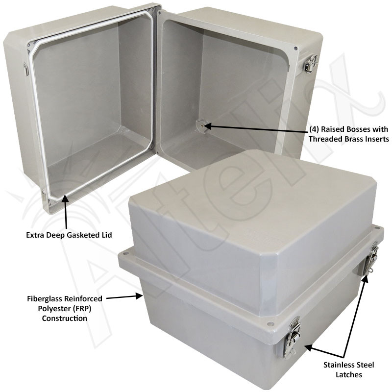 Altelix 14x12x10 Fiberglass Weatherproof NEMA 4X Pole Mount
