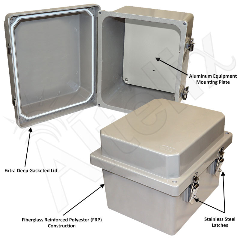 Altelix 10x8x8 Fiberglass Weatherproof NEMA 4X Enclosure with