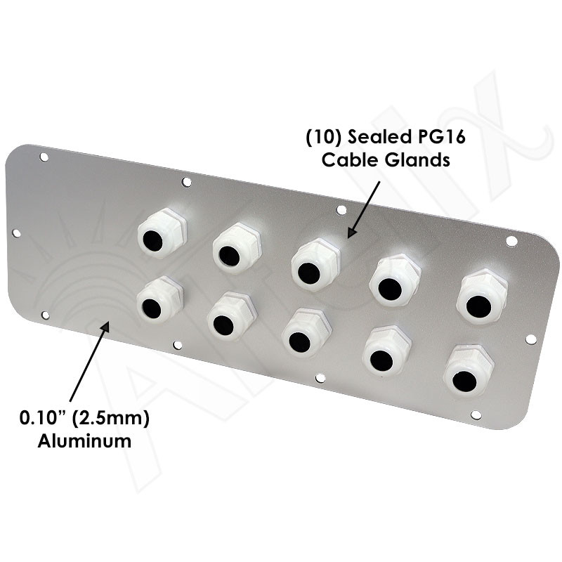 Aluminum Access Panel with 10 PG16 Cable Glands for NS201612