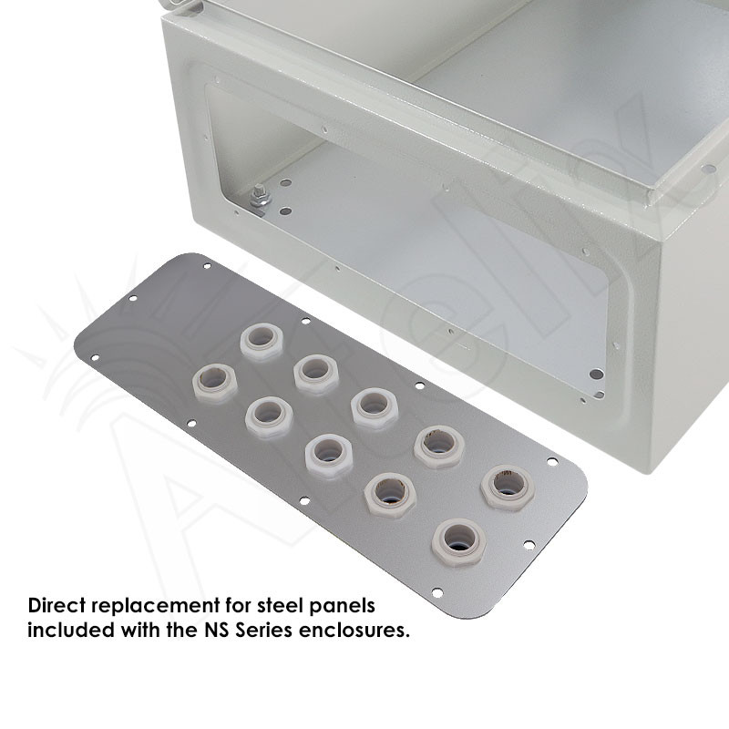 Aluminum Access Panel with 10 PG16 Cable Glands for NS201612