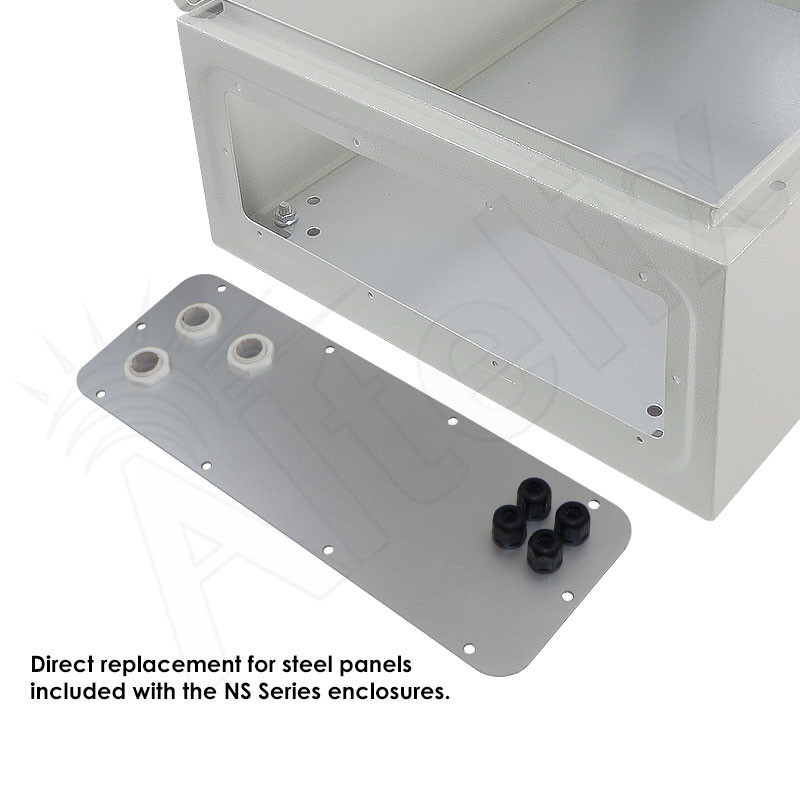 Aluminum Access Panel with 3 PG16 Cable Glands & 4 MC4 Solar Power