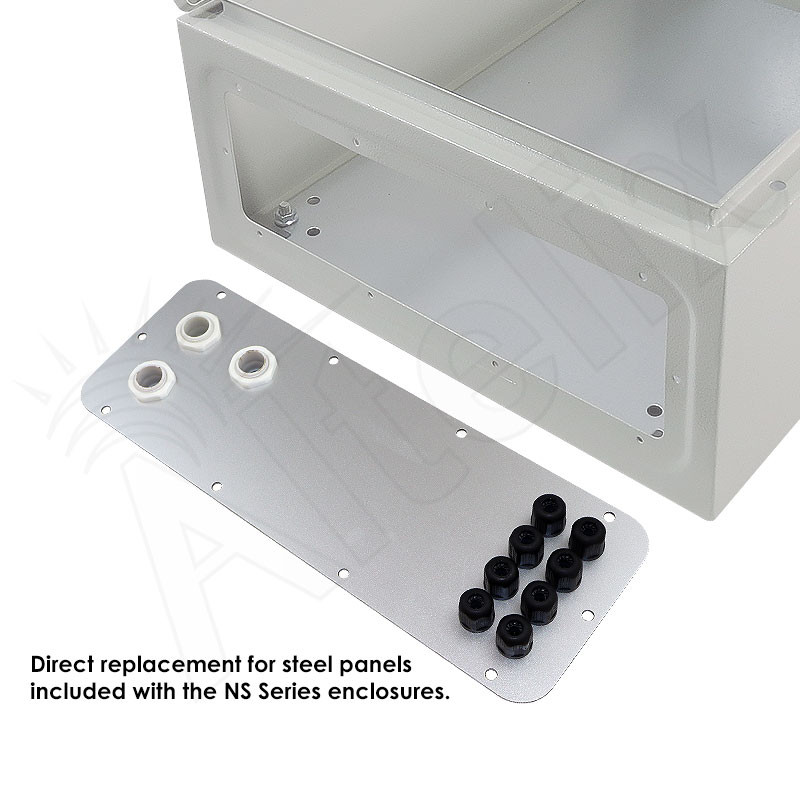 Aluminum Access Panel with 3 PG16 Cable Glands & 8 MC4 Solar Power