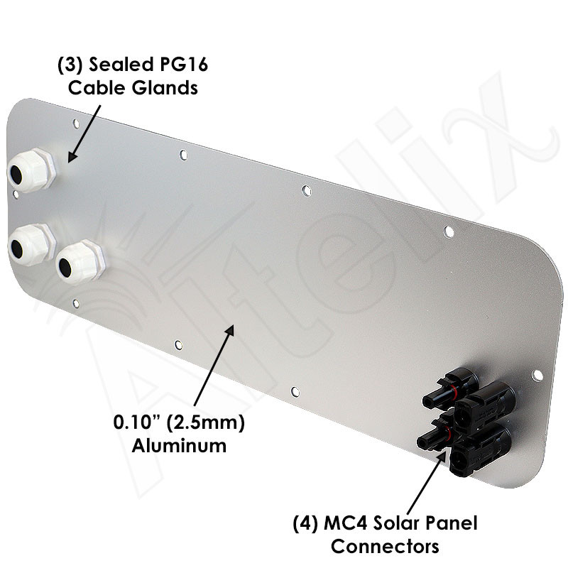 Aluminum Access Panel with 3 PG16 Cable Glands & 4 MC4 Solar Power