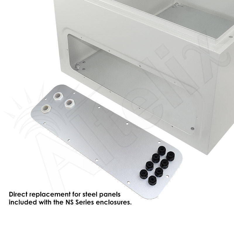 Aluminum Access Panel with 3 PG16 Cable Glands & 8 MC4 Solar Power