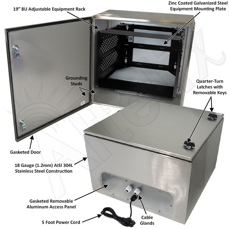 Altelix 24x24x16 NEMA 4X Stainless Steel Weatherproof Enclosure