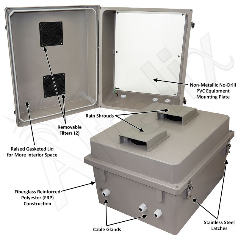 Altelix 20x16x12 Fiberglass Weatherproof Vented RF Transparent