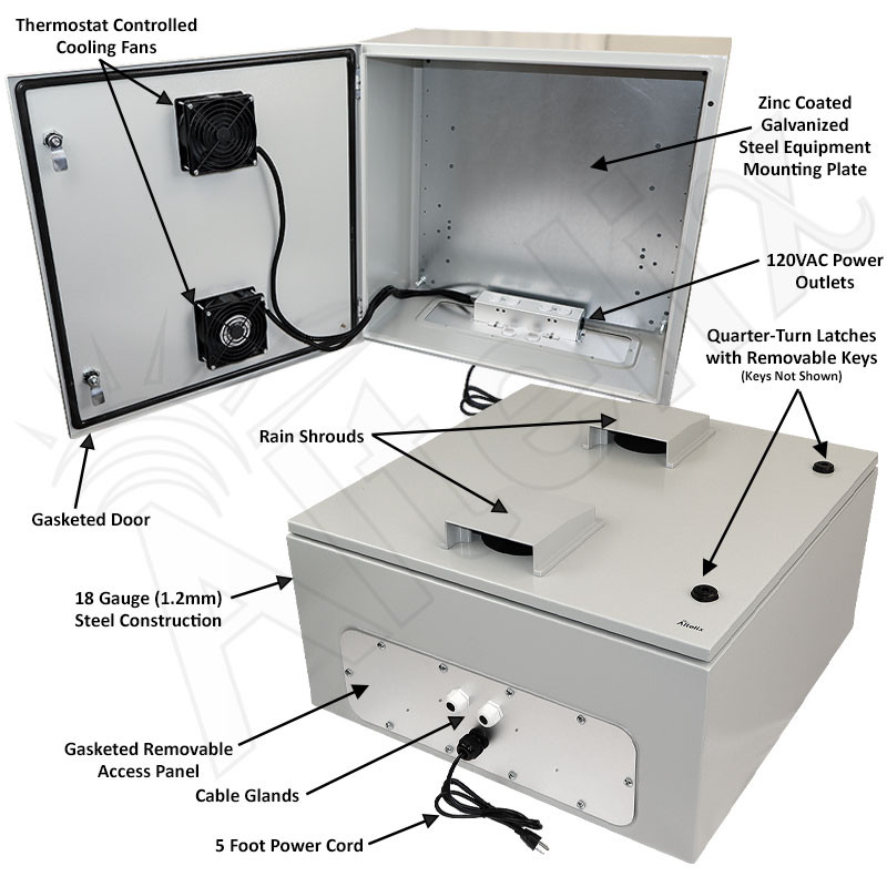 Altelix 24x24x12 Steel Weatherproof NEMA Enclosure with Dual Door