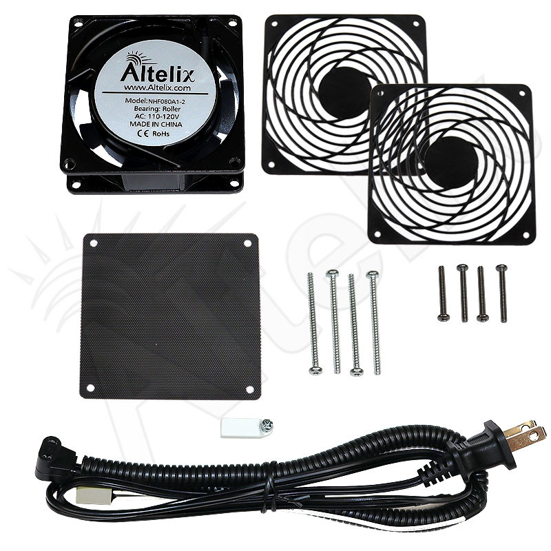 80mm Fan Kit with Thermostat and Power Cord 120VAC - Altelix