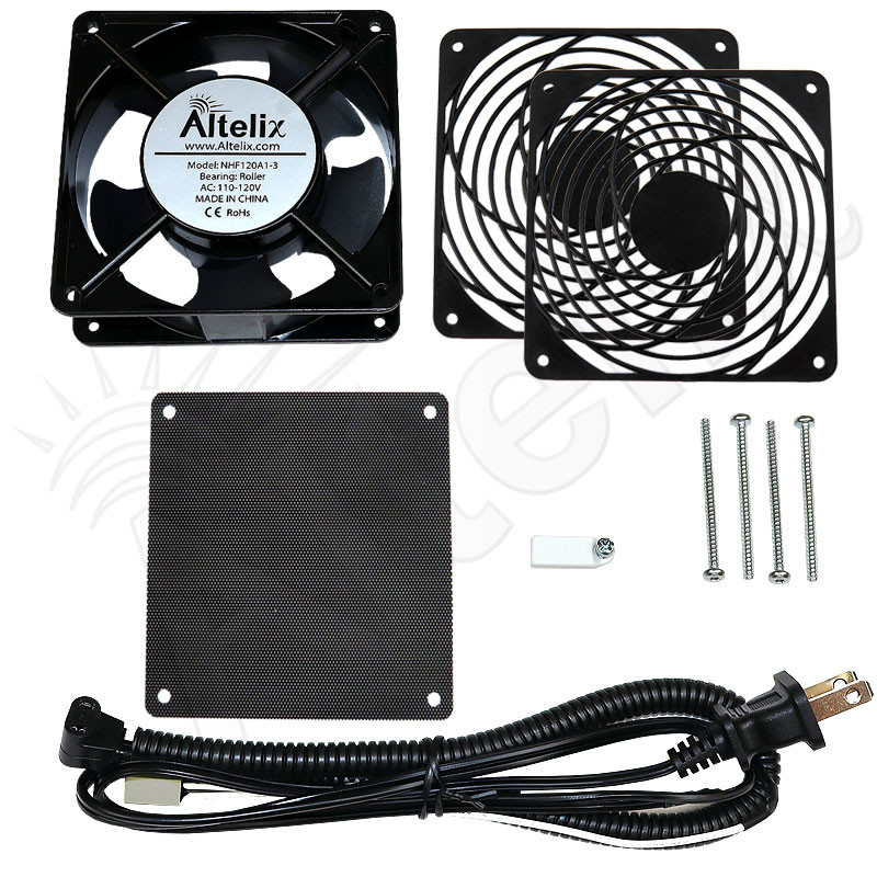 120mm Fan Kit with Thermostat and Power Cord 120VAC - Altelix