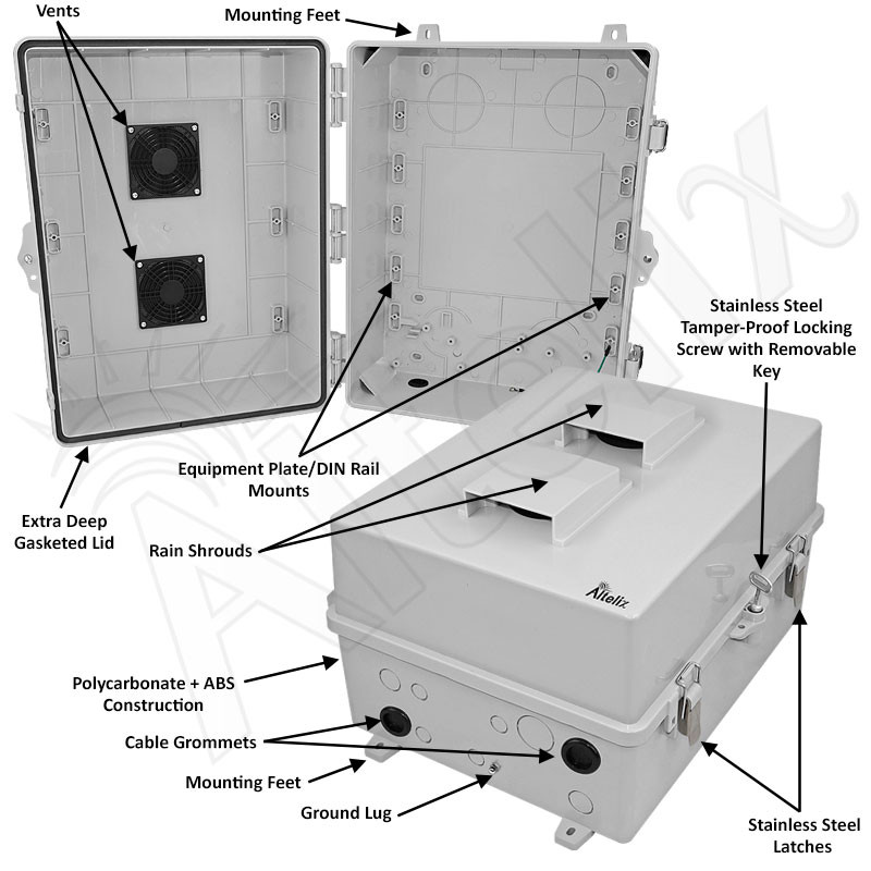 Altelix 17x14x9 Polycarbonate Vented Outdoor Enclosure