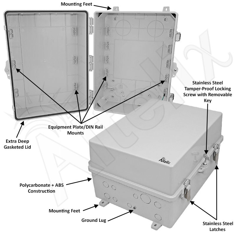 Altelix 17x14x9 NEMA 4X Polycarbonate Outdoor Enclosure